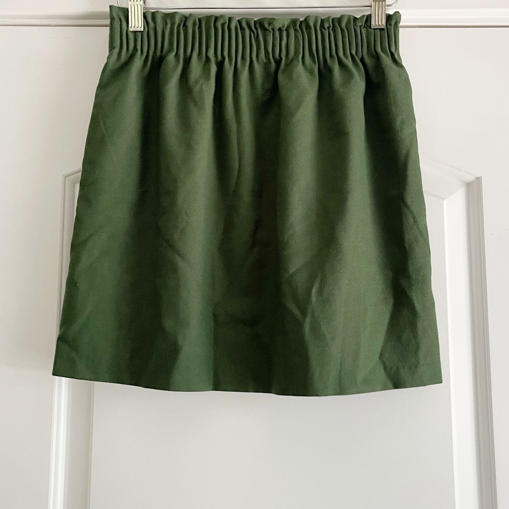 J Crew Wool Blend Mini Skirt Forest Green - 2